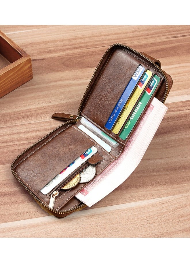 Men's European and American Style Fashion PU Leather Wallet, Retro Multi-functional Short Zipper Buckle Card Holder Coin Purse for College Students and Teenagers - pzsku/Z2267480A5C932CB1A882Z/45/_/1696560075/8fa27b3e-f4dd-438b-8c88-3755523de4e2