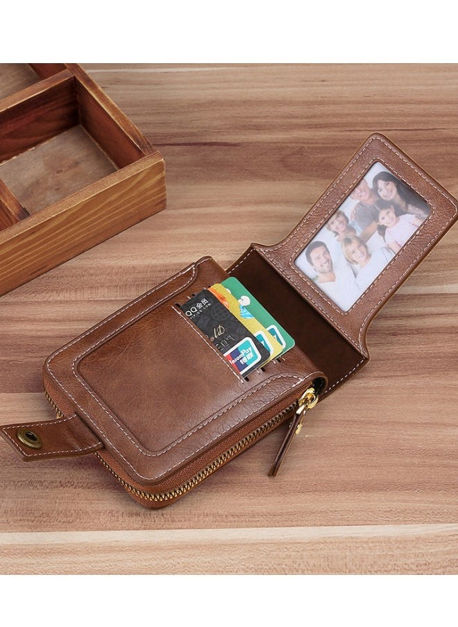 Men's European and American Style Fashion PU Leather Wallet, Retro Multi-functional Short Zipper Buckle Card Holder Coin Purse for College Students and Teenagers - pzsku/Z2267480A5C932CB1A882Z/45/_/1696560085/3f1144ef-d919-45ac-81b7-03c60f69a4ed