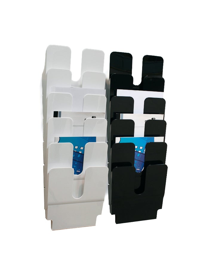 Durable Wall-Mounted Plastic Document Holder, 6-Tier A4 File Organizer, White - Image 2