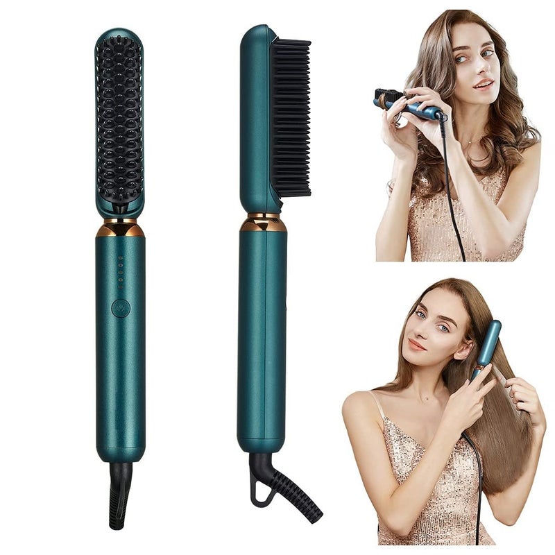 Plenteous Hair Straightener Comb Brush For men  Women PTC Technology Electric Straightener With 5 temperature ControlGreen - Image 2