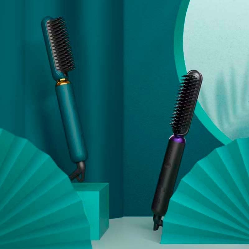 Plenteous Hair Straightener Comb Brush For men  Women PTC Technology Electric Straightener With 5 temperature ControlGreen - Image 1