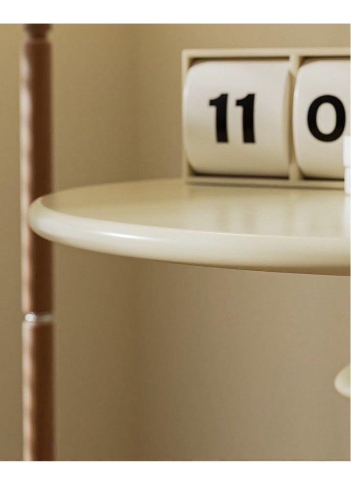 يوڠام طاولة جانبية عتيقة للأريكة، طاولة قهوة لغرفة المعيشة، طاولة شمعدان كلاسيكية منزلية، طاولة مستديرة، بلون كريمي. - Image 5