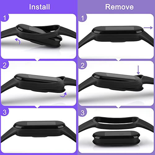 Tobfit سوار ناعم متوافق مع Xiaomi Mi Band 5 / Mi Band 6 (الآلة غير مشمولة)، سوار ساعة قابل للتعديل من مادة TPU الإيلاستومر الفاخرة المرنة، سوار بديل رياضي للنساء والرجال (أسود) - Image 4