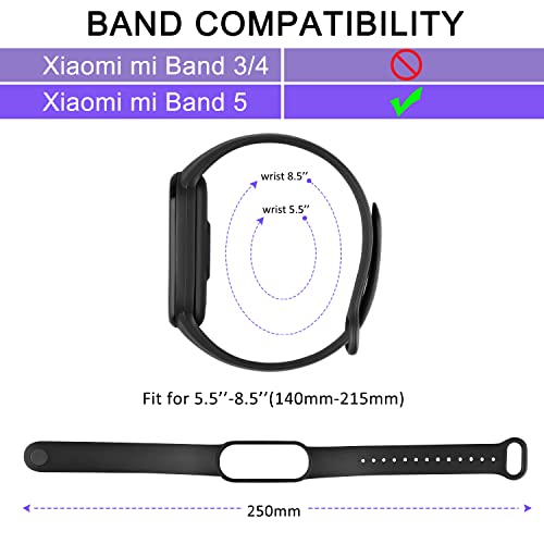 Tobfit سوار ناعم متوافق مع Xiaomi Mi Band 5 / Mi Band 6 (الآلة غير مشمولة)، سوار ساعة قابل للتعديل من مادة TPU الإيلاستومر الفاخرة المرنة، سوار بديل رياضي للنساء والرجال (أسود) - Image 2