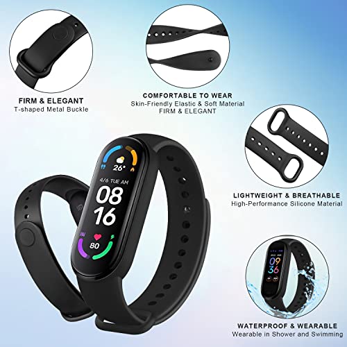 Tobfit سوار ناعم متوافق مع Xiaomi Mi Band 5 / Mi Band 6 (الآلة غير مشمولة)، سوار ساعة قابل للتعديل من مادة TPU الإيلاستومر الفاخرة المرنة، سوار بديل رياضي للنساء والرجال (أسود) - Image 3