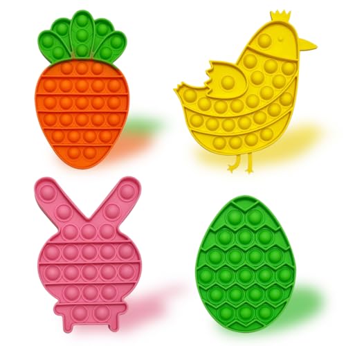 Pinkiwine 4 Pack Easter Pop Fidget Toys Sensory Toys for Kids Boys Girls Toddlers Easter Basket Stuffers Gifts Stress Relief Party Favors - Image 1