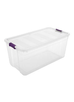 Sterilite Stackable Rectangular Space Saving Storage Box Clear and Purple 189 L 14791703  - Image 1