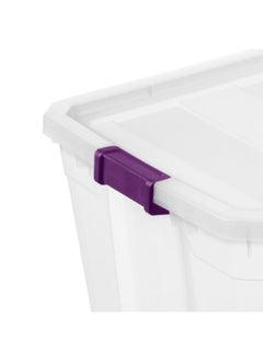 Sterilite Stackable Rectangular Space Saving Storage Box Clear and Purple 189 L 14791703  - Image 2