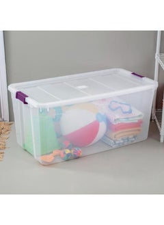 Sterilite Stackable Rectangular Space Saving Storage Box Clear and Purple 189 L 14791703  - Image 4