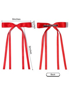 Aileam 6Pcs Hair Bows For Women Hair Clip Hair Tassel Hair Ribbon Ponytail Holder Accessories Slides Metal Clips Barrettes Girls Toddlers Teens White Black Red Pink  - Image 4