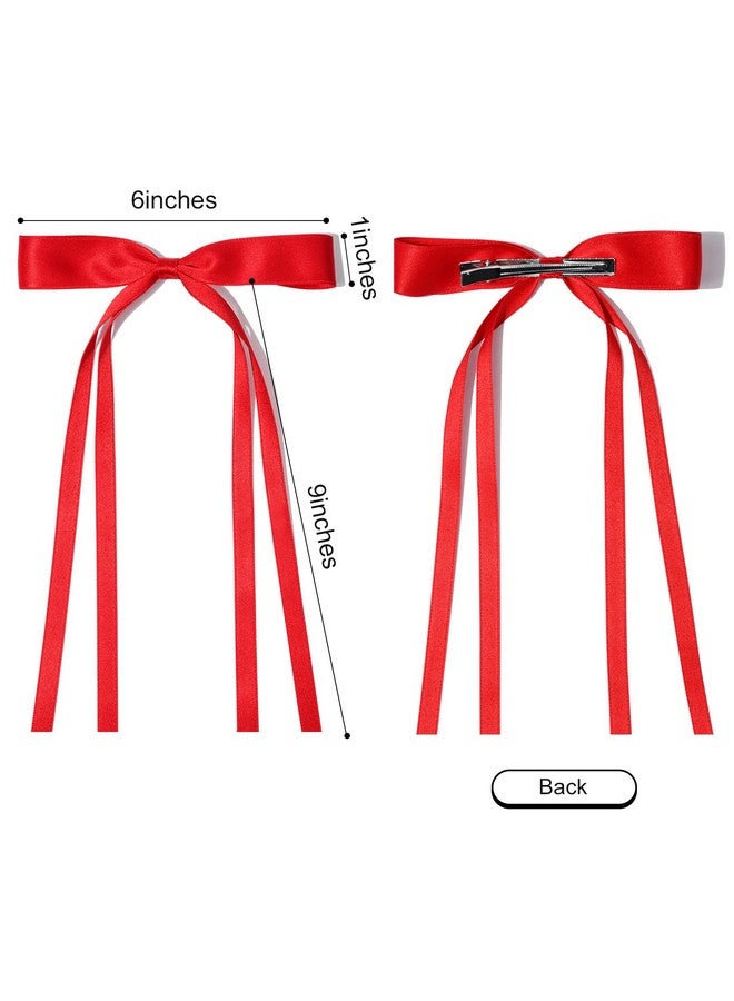 Aileam 6Pcs Hair Bows For Women Hair Clip Hair Tassel Hair Ribbon Ponytail Holder Accessories Slides Metal Clips Barrettes Girls Toddlers Teens White Black Red Pink - Image 4