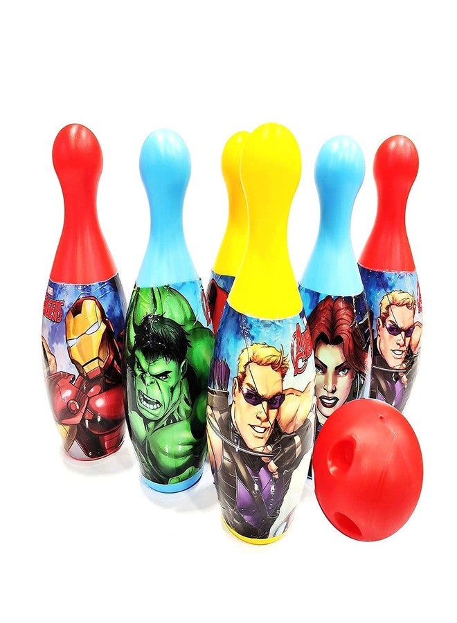 BlackZone Bowling Game Set for Kids with 6 Pin and 1 Ball Sport Toys Gift for Baby Boys Girls Age Above 1 Year Years Old,Color May be Vary Plastic (Avenger) - Image 1