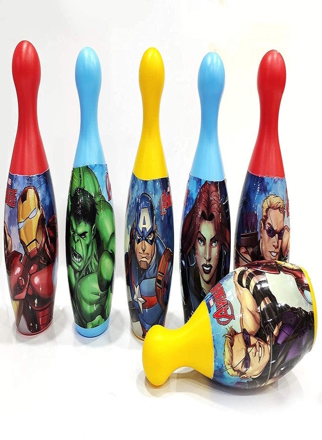 BlackZone Bowling Game Set for Kids with 6 Pin and 1 Ball Sport Toys Gift for Baby Boys Girls Age Above 1 Year Years Old,Color May be Vary Plastic (Avenger) - Image 2