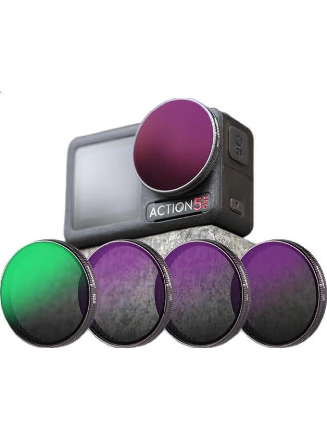 Neewer Compatible With Dji Action5 Pro/Action4 Sports Camera Filter Set Cpl Polarizer Nd8/16/32/64 Dimming Mirror Neutral Density Mirror - Image 1