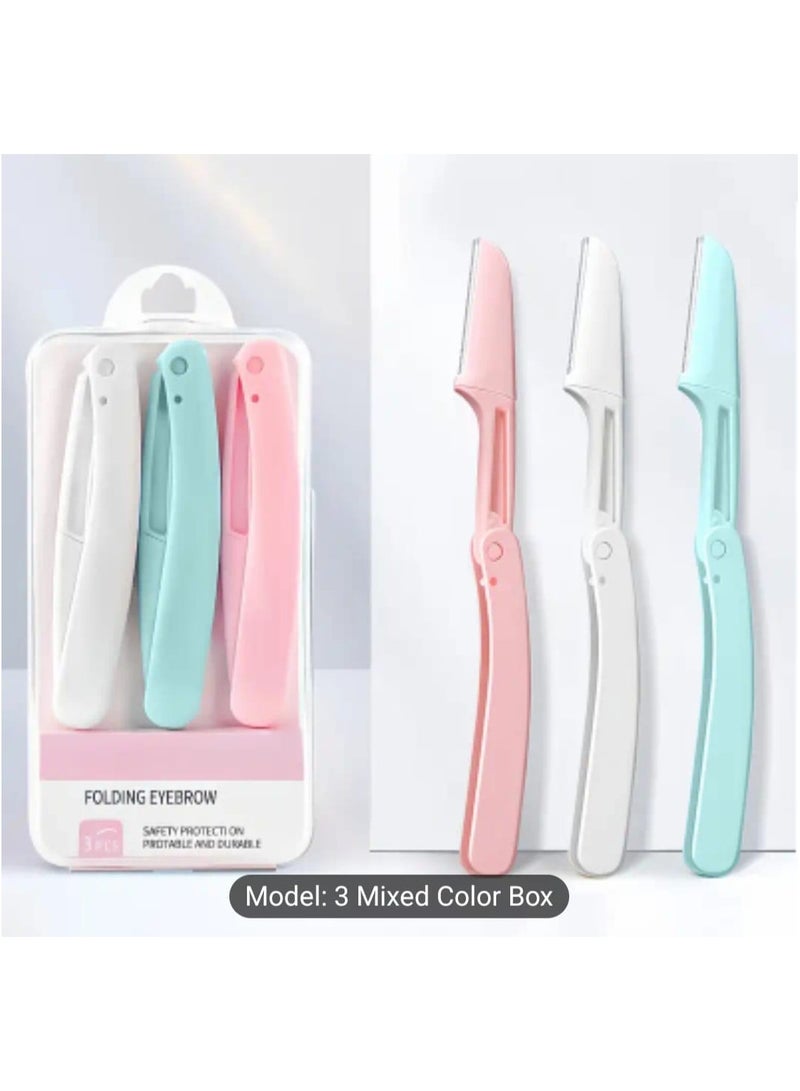 BOLREUS 3 Pcs Safety Folding Lady's Eyebrow Trimmer, Shaving Razor, Makeup Tool, Eyebrow Trimmer Razor - Image 1