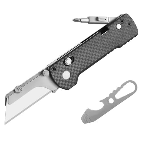 OKNIFE U1 Pro Multitool Folding Utility Knife with Folding Screwdriver, Quick Change Blade, Rail Lock & Pocket Clip for Men and Women (Carbon Fiber Overlay） - Image 1