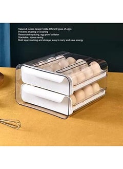 Generic Egg Holder For Fridge Double Layer 32 Egg Container With Drawer Design Transparent Egg Storage Box For Refrigerator White  - Image 2