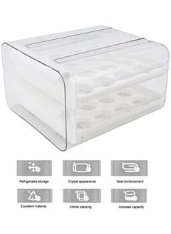 Generic Egg Holder For Fridge Double Layer 32 Egg Container With Drawer Design Transparent Egg Storage Box For Refrigerator White  - Image 4