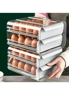 Generic Egg Holder For Fridge Double Layer 32 Egg Container With Drawer Design Transparent Egg Storage Box For Refrigerator White  - Image 3