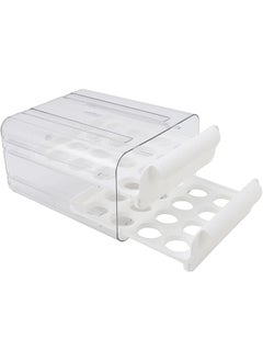 Generic Egg Holder For Fridge Double Layer 32 Egg Container With Drawer Design Transparent Egg Storage Box For Refrigerator White  - Image 1