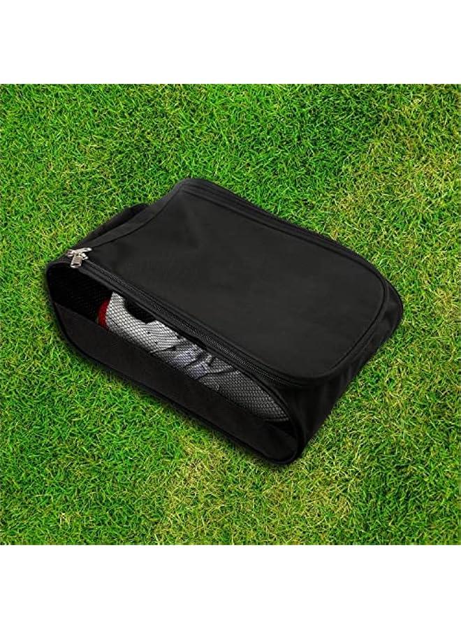 Golf Shoes Bag, Black Polyester Zippered Sport Shoes Bag with Mesh Panel for Protecting Shoes and Preventing Odors, Top Handle for Easy Storage and Travel - Image 4