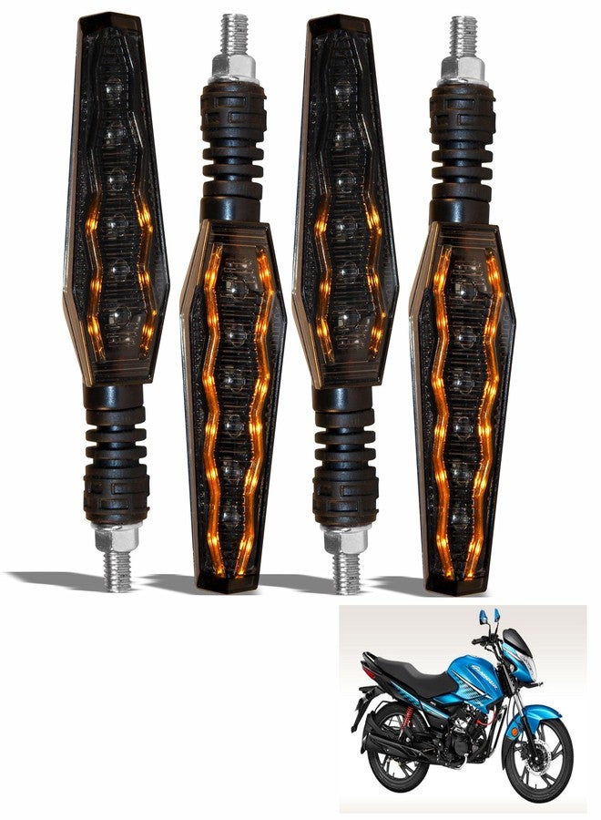 Asryd إشارات انعطاف LED أنيقة للدراجات النارية من أسريد، 12 فولت، لون كهرماني مع ضوء تشغيل نهاري أزرق - مقاومة للماء (كهرماني + أزرق) لدراجة هيرو جلامور (مجموعة من 4 قطع) - Image 1