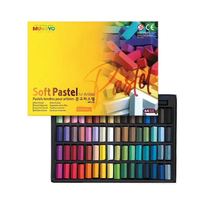 MUNGYO Soft Pastel Set â€“ 64 Vibrant Colors for Artists | Smooth & Blendable | Square Shape - Image 1