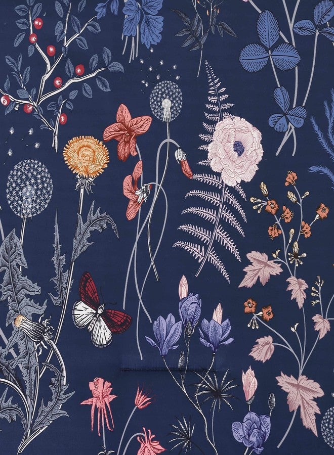 Yiran Blue Floral Comforter Set King Size, 7 Piece Navy Comforter Bedding Set, Farmhouse Bed in a Bag, Soft Microfiber Complete Bedding Set with Sheets for All Season - Image 4