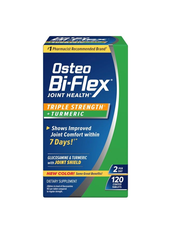 Osteo Bi-Flex مكمل جلوكوزامين ثلاثي القوة مع الكركم والكركمين لدعم المفاصل ونطاق الحركة، 60 يومًا من الإمدادات، 120 قرصًا مغطى، مكملات غذائية لصحة المفاصل - Image 1