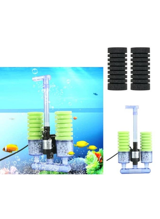 VAYINATO Nature Alleles Na -002 Aquarium Green Bio Sponge Filter With X Porus Filter Media And Seeding Bacteria With Pump Included No Need To Connect Any External Airpump 5W | 450L/H By Petzlifeworld - Image 1