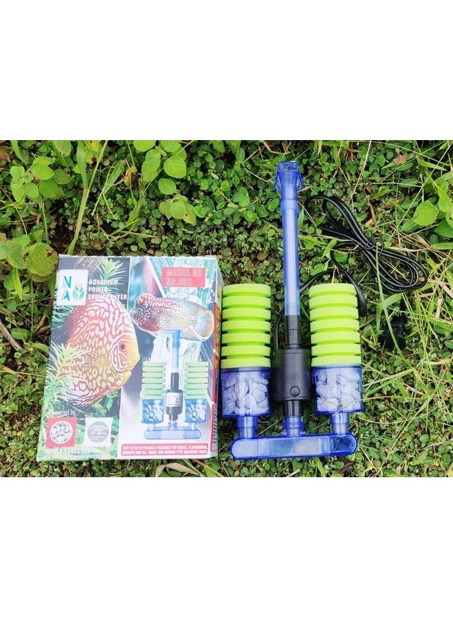 VAYINATO Nature Alleles Na -002 Aquarium Green Bio Sponge Filter With X Porus Filter Media And Seeding Bacteria With Pump Included No Need To Connect Any External Airpump 5W | 450L/H By Petzlifeworld - Image 3
