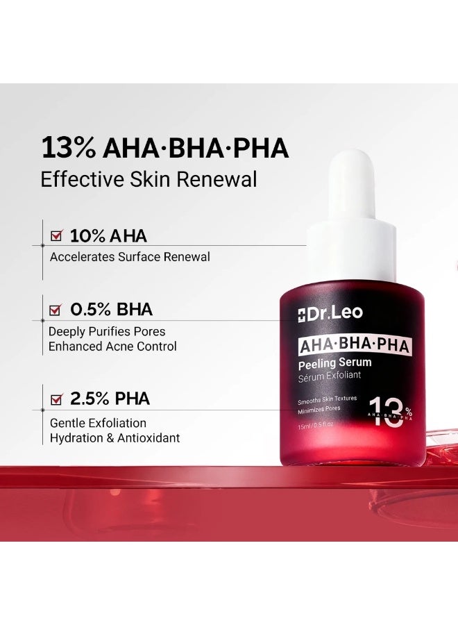 دكتور ليو سيروم تقشير الوجه من د. ليو AHA BHA PHA بتركيبة 13% أحماض، 10% AHA و0.5% BHA و2.5% PHA، مقشر كيميائي للوجه مع الإنزيمات لتنقية المسام والمساعدة على تقليل الرؤوس السوداء والدهون الزائدة والنتوءات وتحسين ملمس وإشراقة البشرة، 30 جم - Image 2