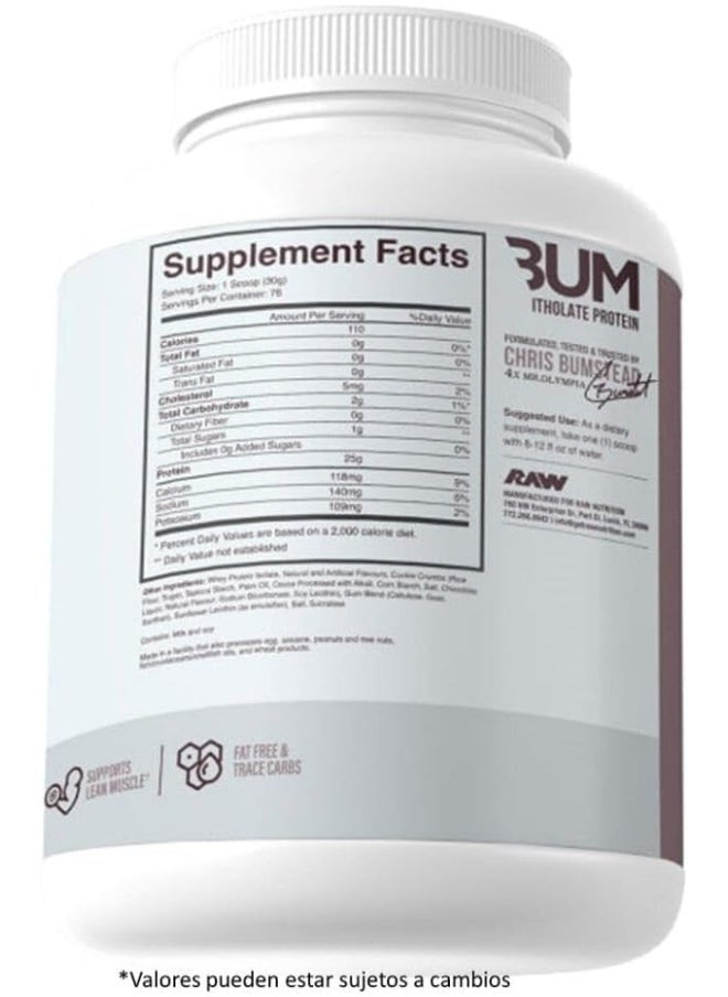 Raw - Whey Isolate Protein Powder Cookies And Cream Cbum Itholate 5Lb - Image 1