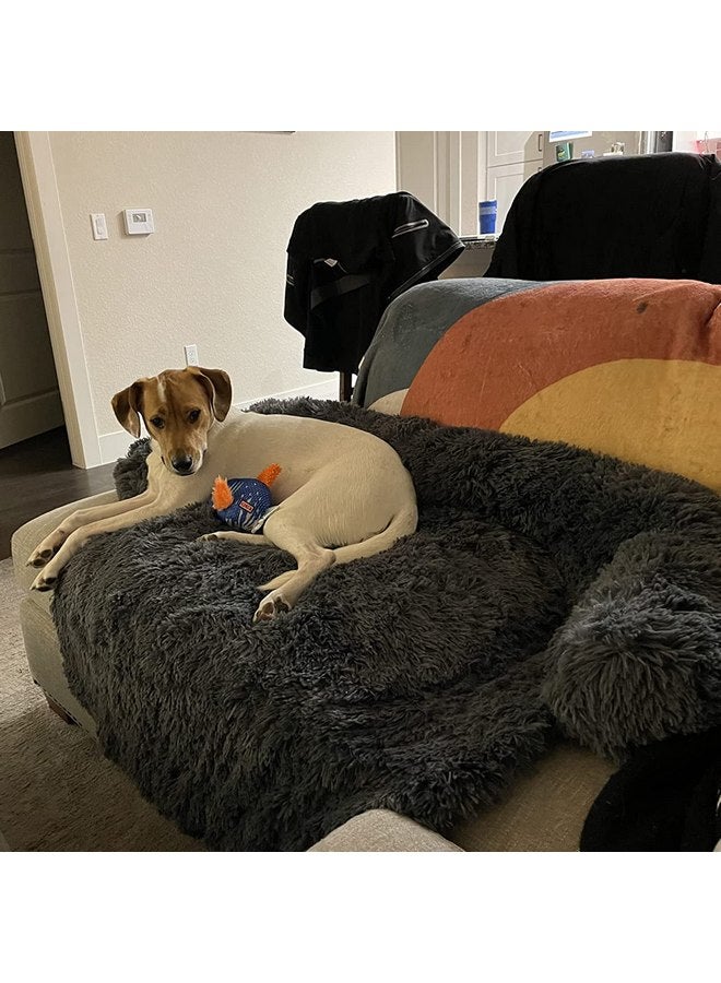 JINCHENG Plush Calming Dog Bed, Couch pet Bed for Furniture Protector, Dog Sofa Bed Washable for Large Medium Small Dogs and Cats - Image 5