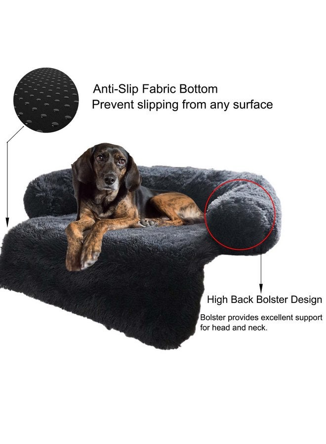 JINCHENG Plush Calming Dog Bed, Couch pet Bed for Furniture Protector, Dog Sofa Bed Washable for Large Medium Small Dogs and Cats - Image 3