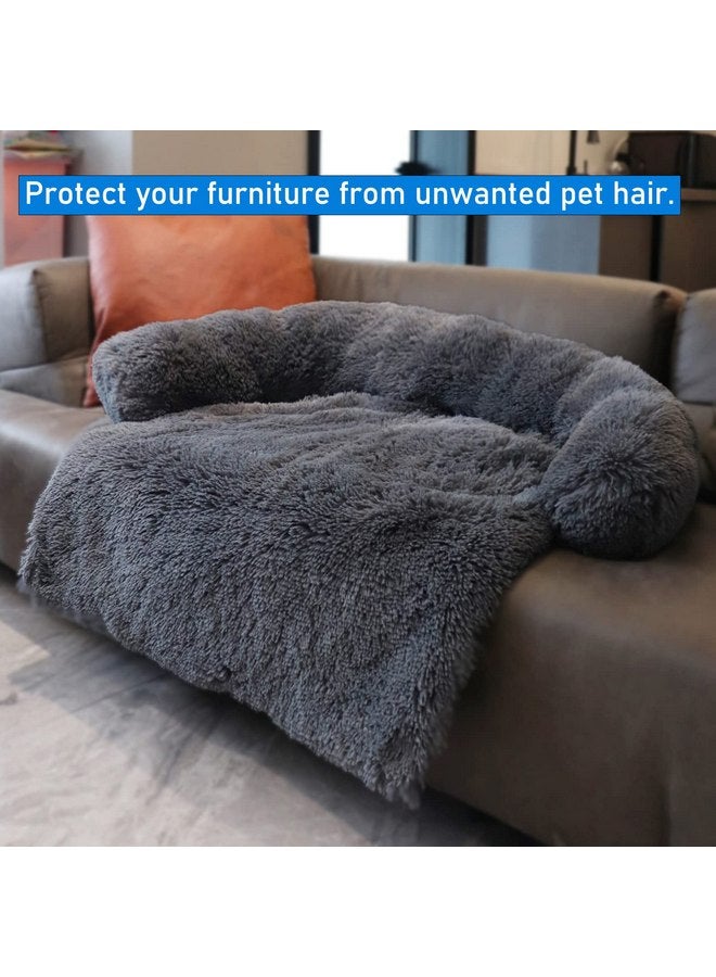 JINCHENG Plush Calming Dog Bed, Couch pet Bed for Furniture Protector, Dog Sofa Bed Washable for Large Medium Small Dogs and Cats - Image 2