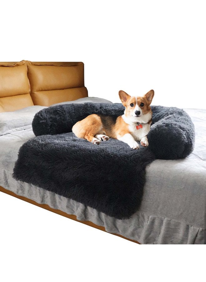 JINCHENG Plush Calming Dog Bed, Couch pet Bed for Furniture Protector, Dog Sofa Bed Washable for Large Medium Small Dogs and Cats - Image 1