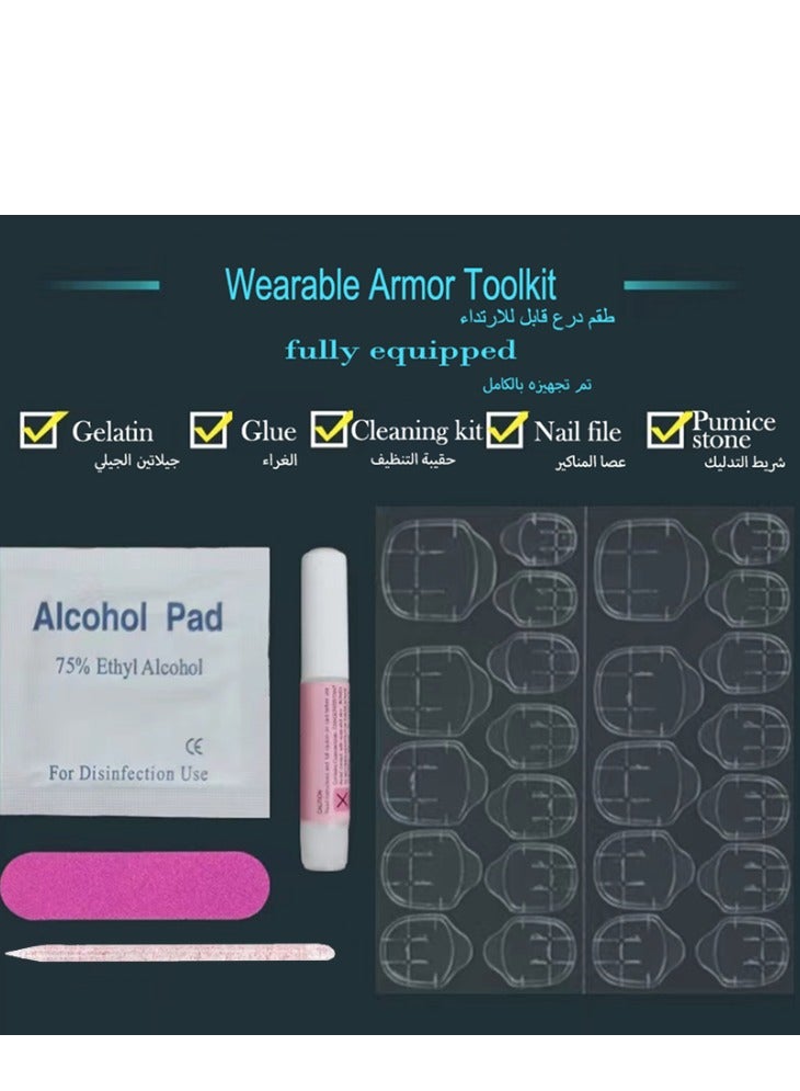 جوسكوين أظافر لاصقة جاهزة، 24 قطعة، أظافر مربعة بأسلوب فرنسي بسيط بلون نيود، مع تصميم حافة بيضاء على طراز INS، فنية أظافر أنيقة وسهلة التطبيق، مثالية للصيف، العمل، والمناسبات اليومية، مع رؤوس أظافر صناعية قابلة لإعادة الاستخدام، أظافر أكريليك مع مجموعة غراء. - Image 4