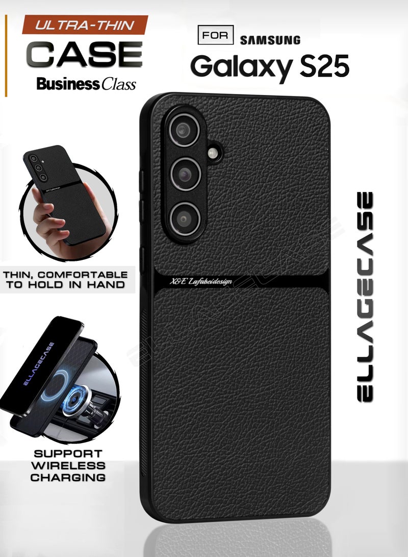 ELLAGECASE Business Class Case for Samsung Galaxy S25, Ultra-Thin, Built-in Magnetic Plate, Wireless Charging, Shockproof, Full Camera Lens Protection - Image 1
