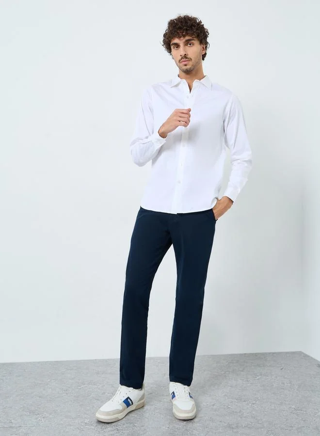 Styli Satin Slim Fit Tailored Long Sleeve Shirt