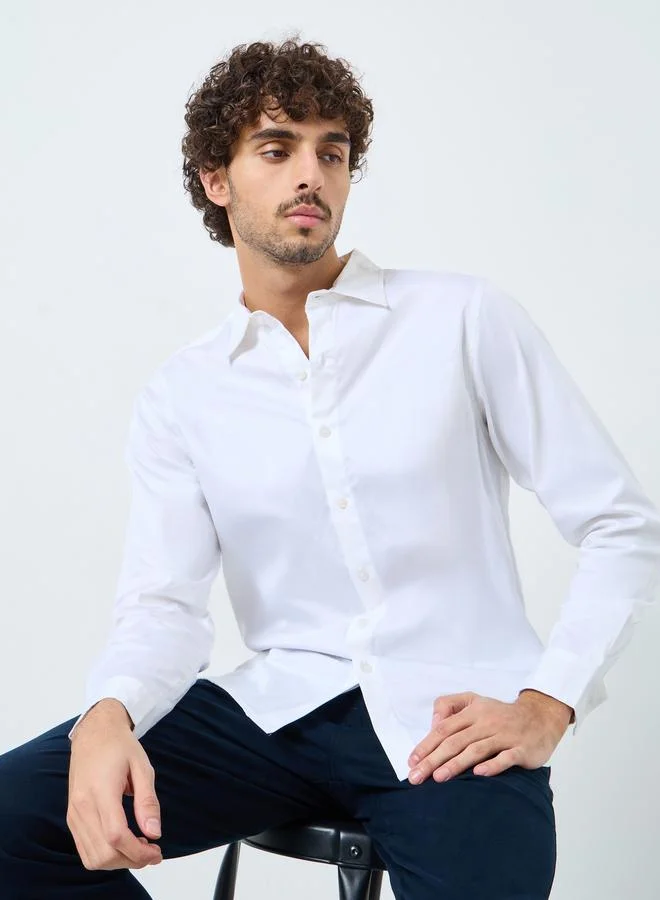 Styli Satin Slim Fit Tailored Long Sleeve Shirt
