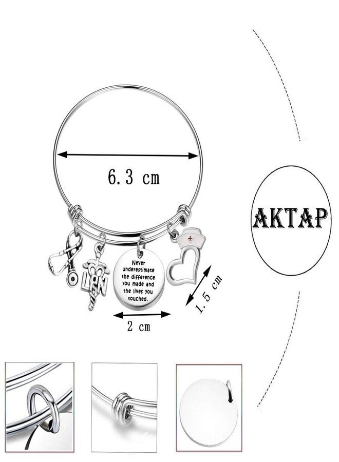 AKTAP Nurse Gift Licensed Nurse Practitioner Jewelry Underestimate The Difference You Made LPN Bangle Bracelet Gift Thank You Gift Retirement Gift For LPN (LPN Bangle Bracelet) - Image 5