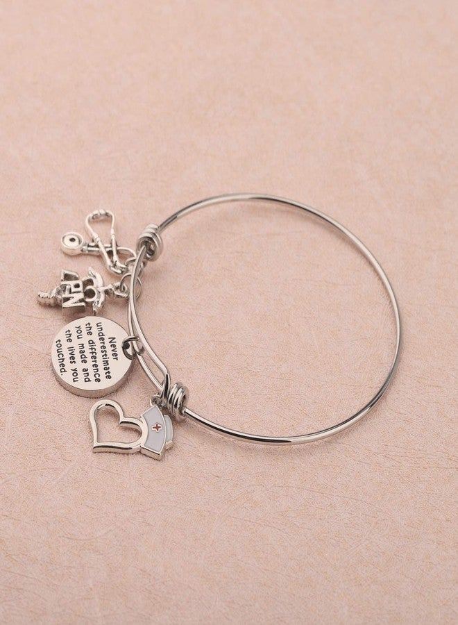 AKTAP Nurse Gift Licensed Nurse Practitioner Jewelry Underestimate The Difference You Made LPN Bangle Bracelet Gift Thank You Gift Retirement Gift For LPN (LPN Bangle Bracelet) - Image 2