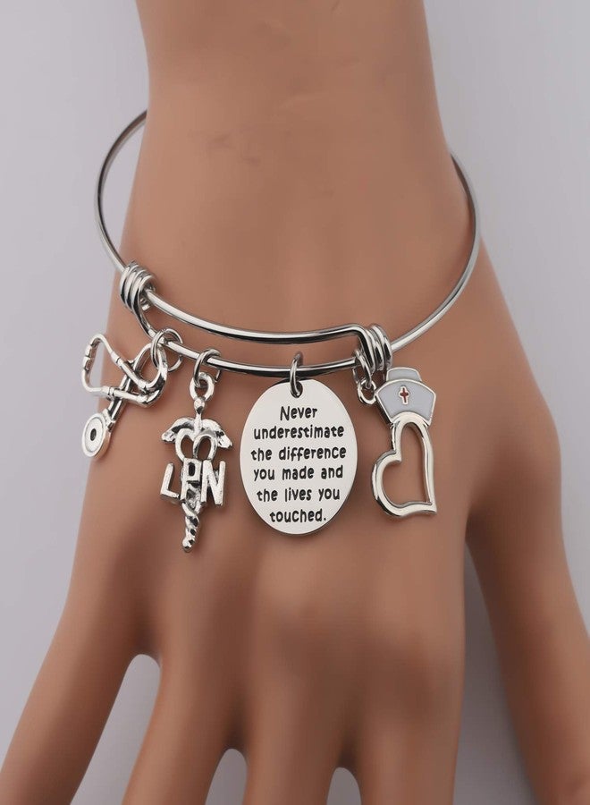 AKTAP Nurse Gift Licensed Nurse Practitioner Jewelry Underestimate The Difference You Made LPN Bangle Bracelet Gift Thank You Gift Retirement Gift For LPN (LPN Bangle Bracelet) - Image 4
