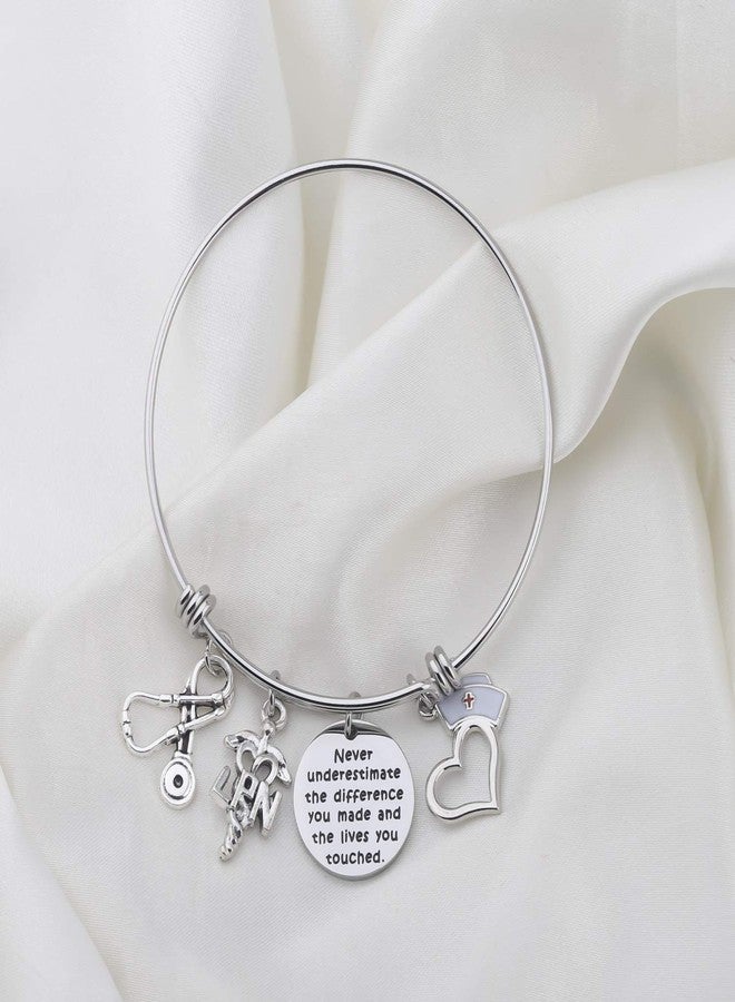 AKTAP Nurse Gift Licensed Nurse Practitioner Jewelry Underestimate The Difference You Made LPN Bangle Bracelet Gift Thank You Gift Retirement Gift For LPN (LPN Bangle Bracelet) - Image 3