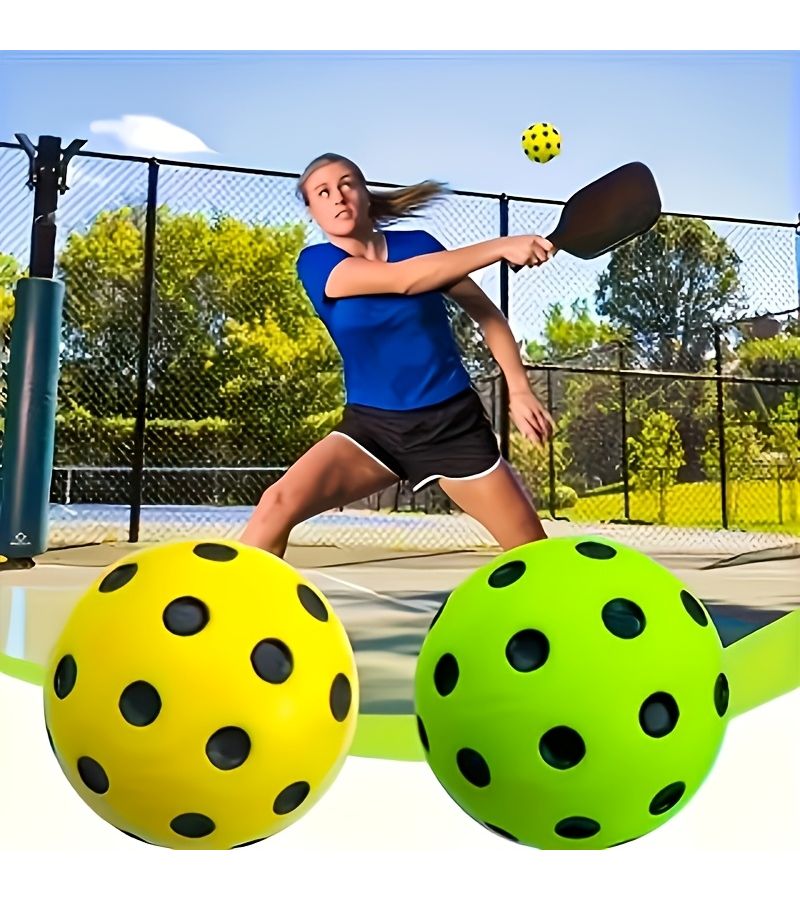 Yellow Silent Pickleball 2.76 Inch Soft PU Foam Balls for Beginner Training Indoor Outdoor - Image 1