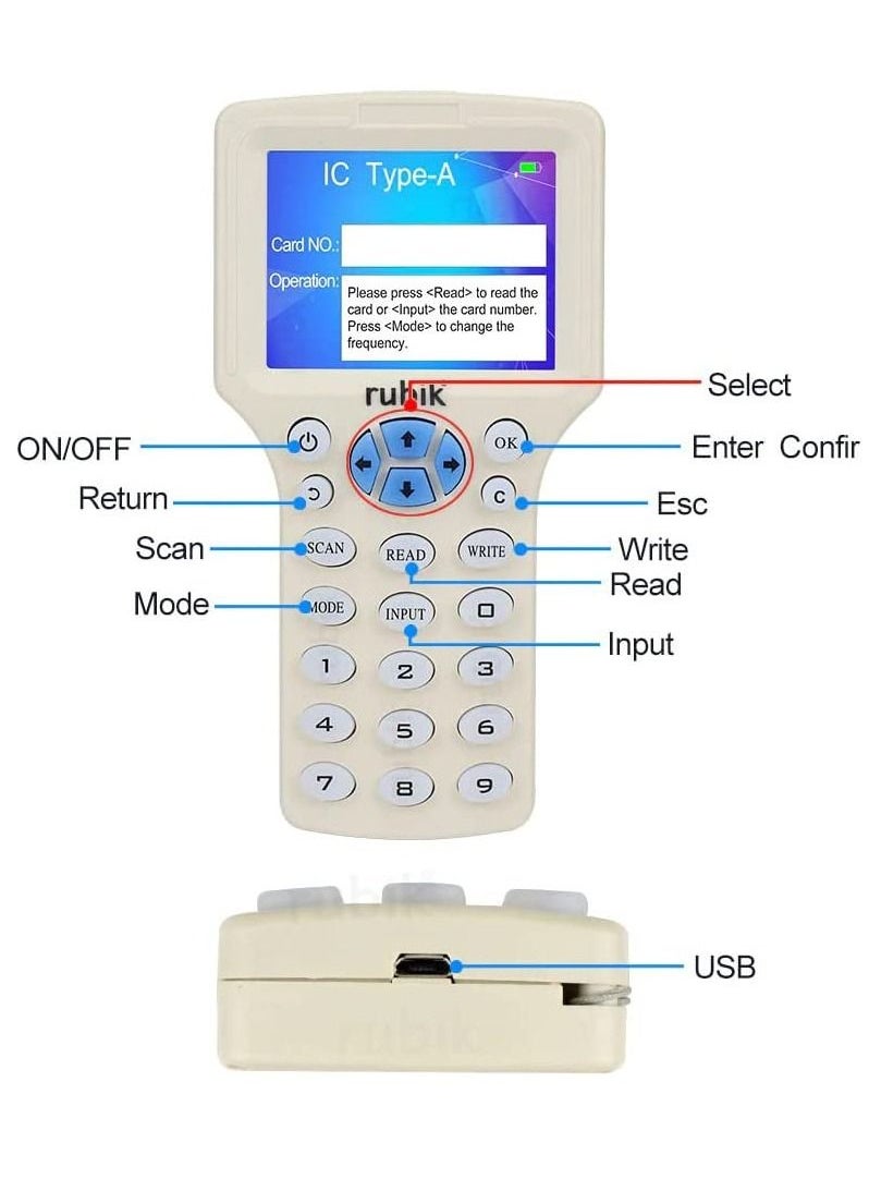 Rubik - Handheld IC/ID/HID/UID Access Control Card Device With USB Cable For 125Khz 13.56Mhz HID IC ID Cards (Device) - Image 1