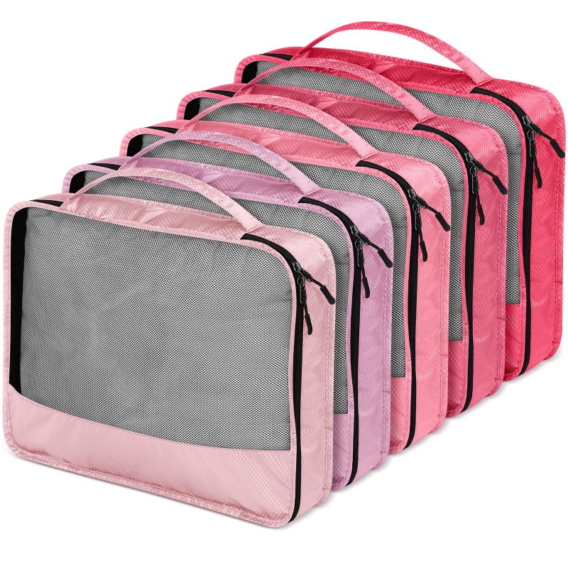 Bulyoou 5 Pcs Packing Cubes for Suitcase Large Travel Cubes Carry on Luggage Organizer Bags for Clothes Accessories(L,Pink) - Image 5