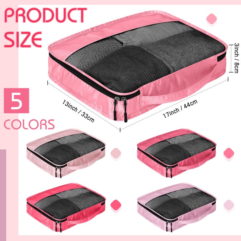 Bulyoou 5 Pcs Packing Cubes for Suitcase Large Travel Cubes Carry on Luggage Organizer Bags for Clothes Accessories(L,Pink) - Image 2