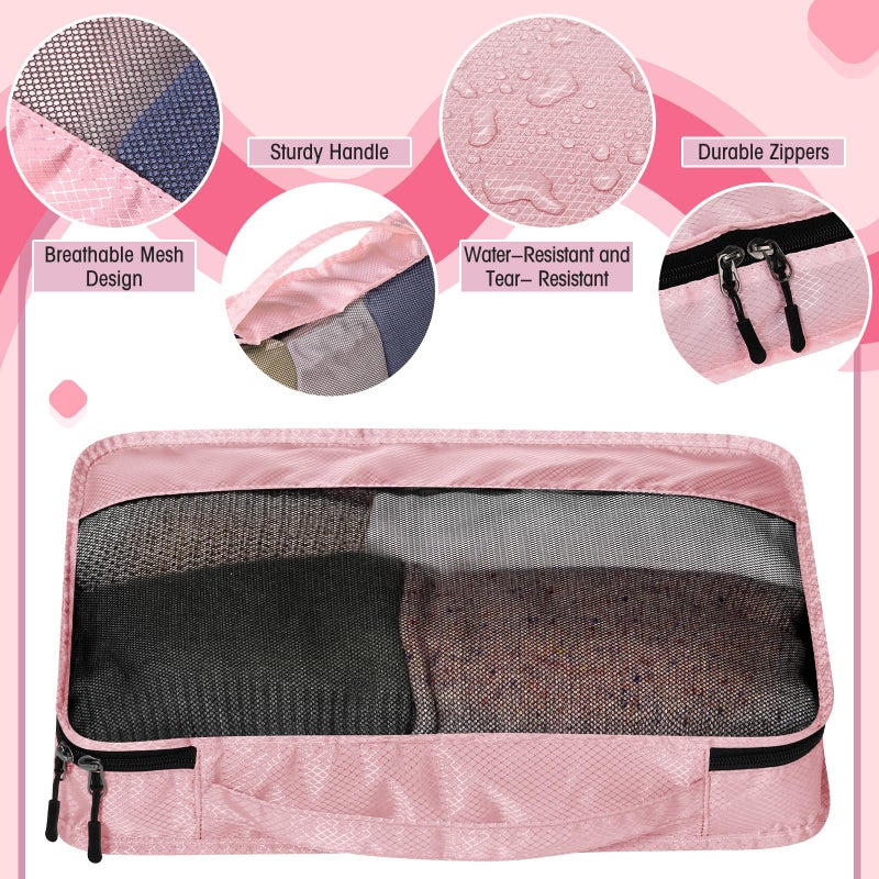 Bulyoou 5 Pcs Packing Cubes for Suitcase Large Travel Cubes Carry on Luggage Organizer Bags for Clothes Accessories(L,Pink) - Image 3